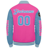 Custom Pink Light Blue Varsity Jackets for Men Women Youth Personalized Letterman Jackets