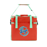 Custom Orange Cyan Double Layer Insulated Cooler Bag - 600D Oxford Waterproof Picnic Tote for Camping, Hiking & BBQ - Large Capacity Thermal Lunch Bag