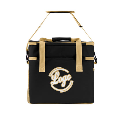 Custom Black Beige Double Layer Insulated Cooler Bag - 600D Oxford Waterproof Picnic Tote for Camping, Hiking & BBQ - Large Capacity Thermal Lunch Bag