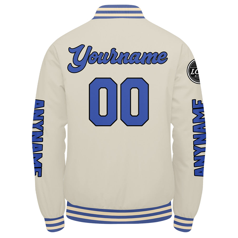 Custom Cream Blue Varsity Jackets for Men Women Youth Personalized Letterman Jackets