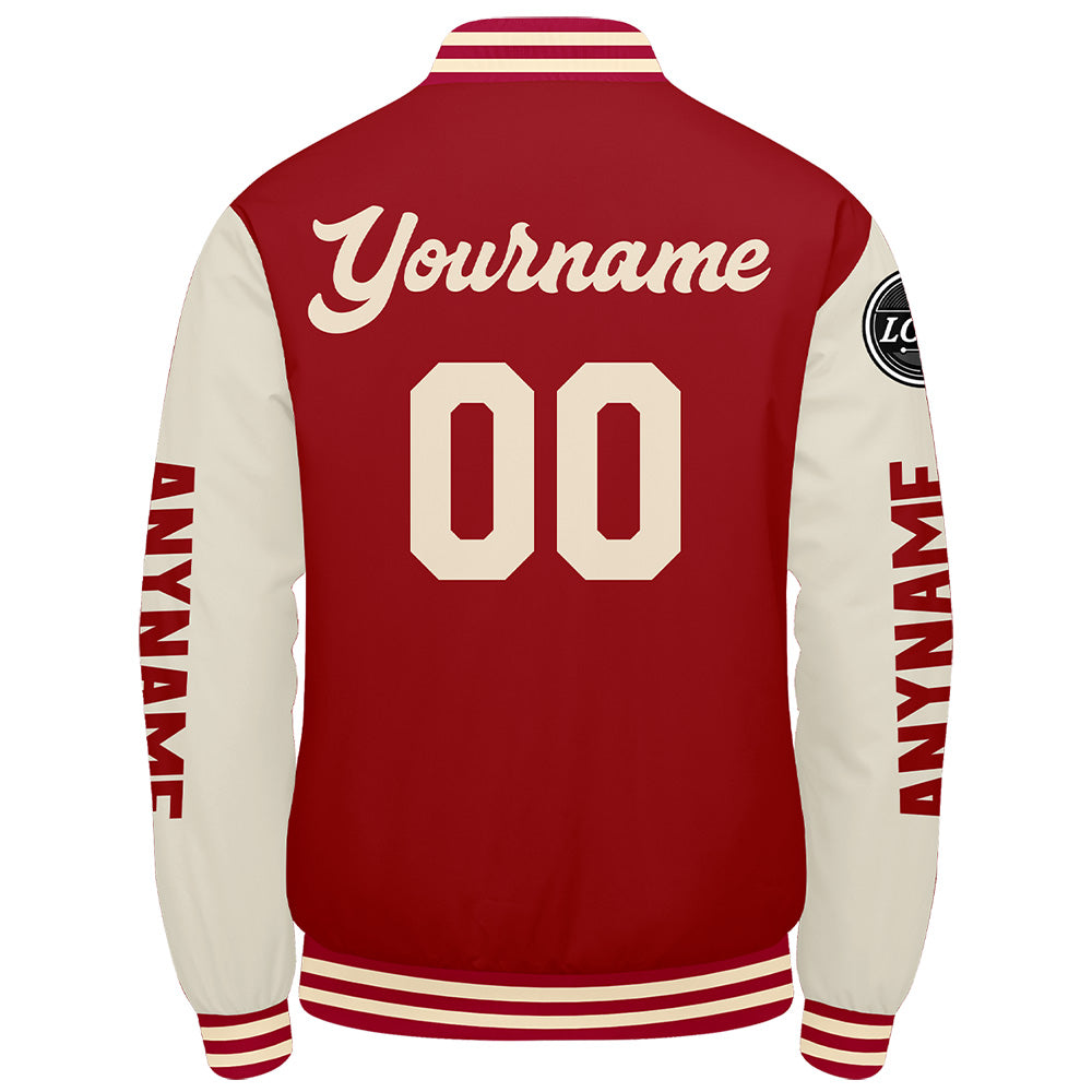 Custom Red Cream Varsity Jackets for Men Women Youth Personalized Letterman Jackets