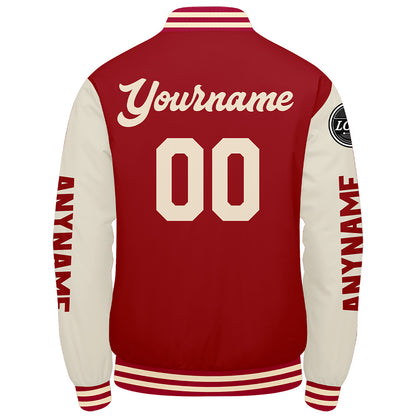 Custom Red Cream Varsity Jackets for Men Women Youth Personalized Letterman Jackets