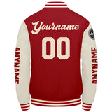 Custom Red Cream Varsity Jackets for Men Women Youth Personalized Letterman Jackets