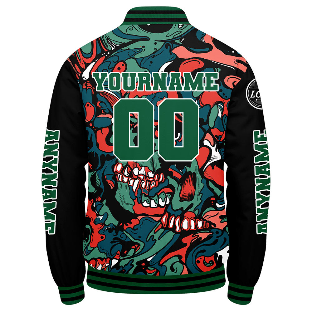 Custom Green Orange Varsity Jackets for Men Women Youth Personalized Letterman Jackets