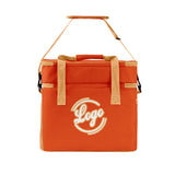 Portable Double Layer Cooler Bag - Waterproof Insulated Picnic Tote for Camping & Family Outings Orange Beige