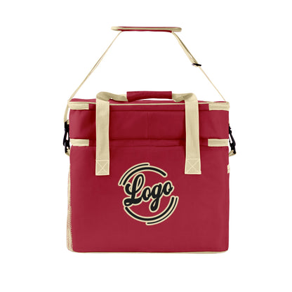 Custom Red Cream Double Layer Insulated Cooler Bag - 600D Oxford Waterproof Picnic Tote for Camping, Hiking & BBQ - Large Capacity Thermal Lunch Bag
