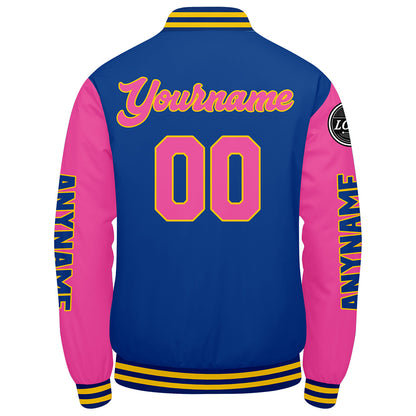 Custom Royal Pink Varsity Jackets for Men Women Youth Personalized Letterman Jackets