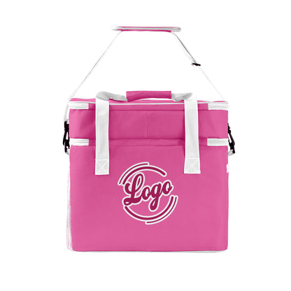 Custom Pink White Double Layer Insulated Cooler Bag - 600D Oxford Waterproof Picnic Tote for Camping, Hiking & BBQ - Large Capacity Thermal Lunch Bag