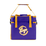 Portable Double Layer Cooler Bag - Waterproof Insulated Picnic Tote for Camping & Family Outings Purple Yellow