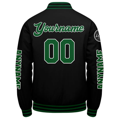 Custom Green Black Varsity Jackets for Men Women Youth Personalized Letterman Jackets
