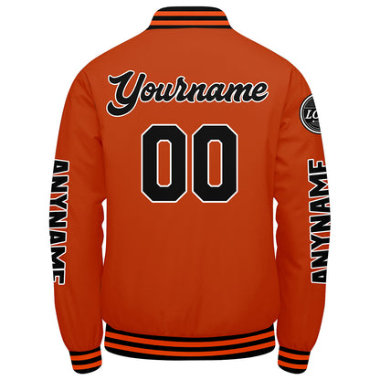 Custom Black Orange Varsity Jackets for Men Women Youth Personalized Letterman Jackets