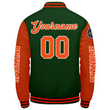 Custom Dark Green Orange Varsity Jackets for Men Women Youth Personalized Letterman Jackets