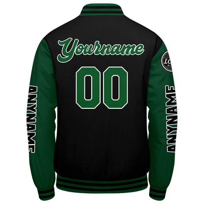 Custom Green Black Varsity Jackets for Men Women Youth Personalized Letterman Jackets
