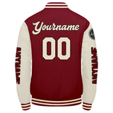 Custom Crimson Cream Varsity Jackets for Men Women Youth Personalized Letterman Jackets