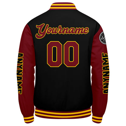 Custom Crimson Black Yellow Varsity Jackets for Men Women Youth Personalized Letterman Jackets