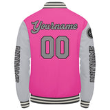 Custom Pink Grey Varsity Jackets for Men Women Youth Personalized Letterman Jackets