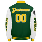 Custom Green Yellow White Varsity Jackets for Men Women Youth Personalized Letterman Jackets