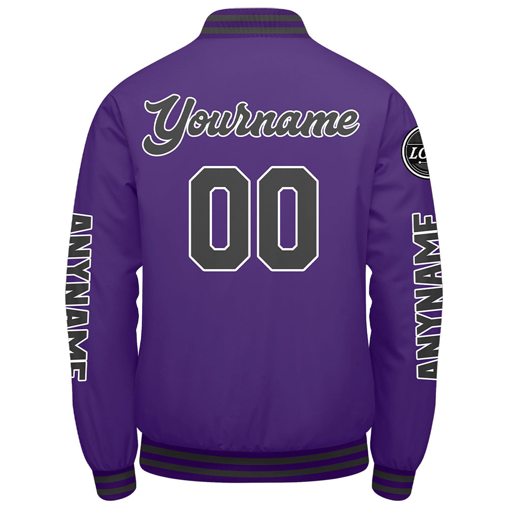 Custom Purple Grey Varsity Jackets for Men Women Youth Personalized Letterman Jackets