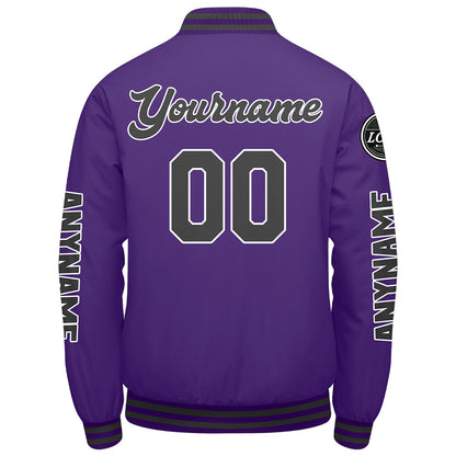 Custom Purple Grey Varsity Jackets for Men Women Youth Personalized Letterman Jackets