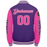 Custom Purple Pink Varsity Jackets for Men Women Youth Personalized Letterman Jackets