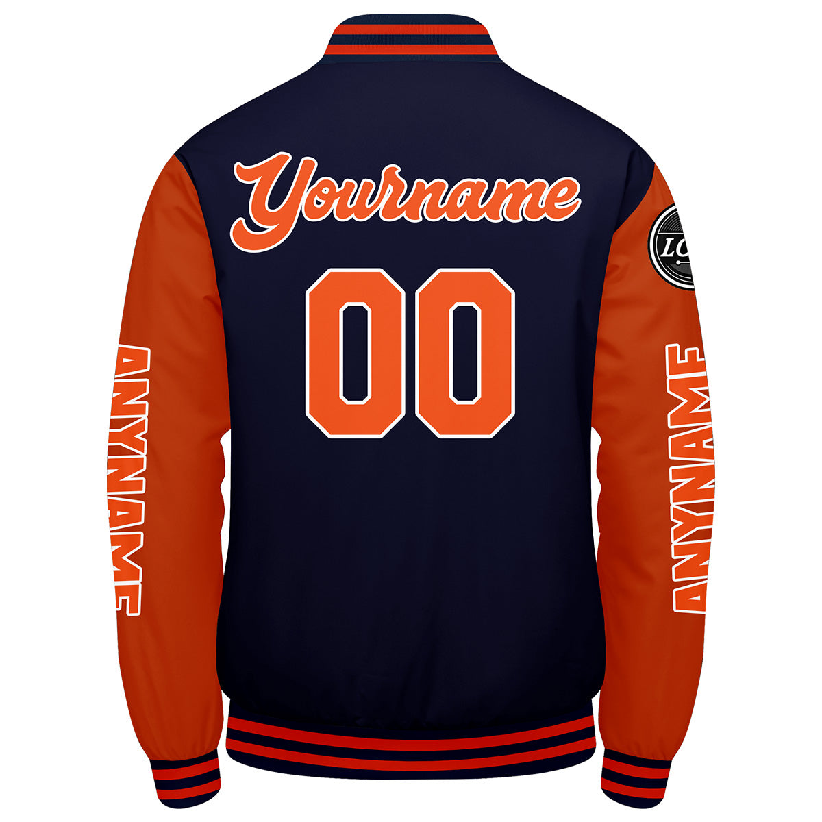 Custom Navy Orange Varsity Jackets for Men Women Youth Personalized Letterman Jackets