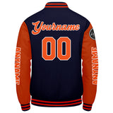 Custom Navy Orange Varsity Jackets for Men Women Youth Personalized Letterman Jackets