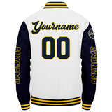 Custom Navy White Yellow Varsity Jackets for Men Women Youth Personalized Letterman Jackets