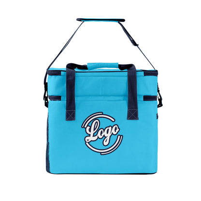 Custom Blue Navy Double Layer Insulated Cooler Bag - 600D Oxford Waterproof Picnic Tote for Camping, Hiking & BBQ - Large Capacity Thermal Lunch Bag