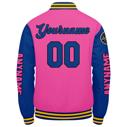 Custom Pink Royal Yellow Varsity Jackets for Men Women Youth Personalized Letterman Jackets