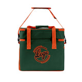 Custom Dark Green Orange Double Layer Insulated Cooler Bag - 600D Oxford Waterproof Picnic Tote for Camping, Hiking & BBQ - Large Capacity Thermal Lunch Bag