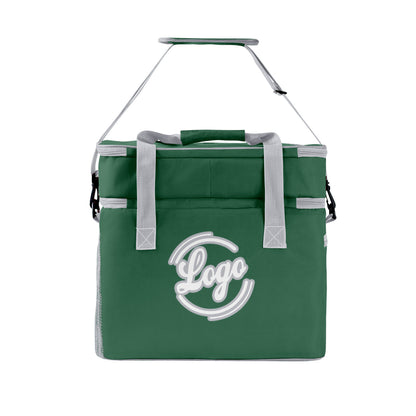 Custom Dark Green Gray Double Layer Insulated Cooler Bag - 600D Oxford Waterproof Picnic Tote for Camping, Hiking & BBQ - Large Capacity Thermal Lunch Bag