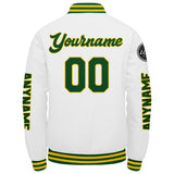 Custom Green Yellow White Varsity Jackets for Men Women Youth Personalized Letterman Jackets