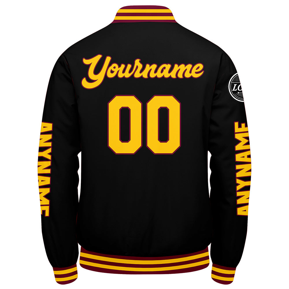 Custom Crimson Black Yellow Varsity Jackets for Men Women Youth Personalized Letterman Jackets