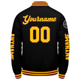 Custom Crimson Black Yellow Varsity Jackets for Men Women Youth Personalized Letterman Jackets