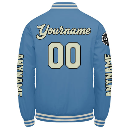 Custom Light Blue Cream Varsity Jackets for Men Women Youth Personalized Letterman Jackets