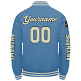 Custom Light Blue Cream Varsity Jackets for Men Women Youth Personalized Letterman Jackets