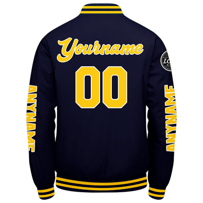 Custom Navy Yellow Varsity Jackets for Men Women Youth Personalized Letterman Jackets