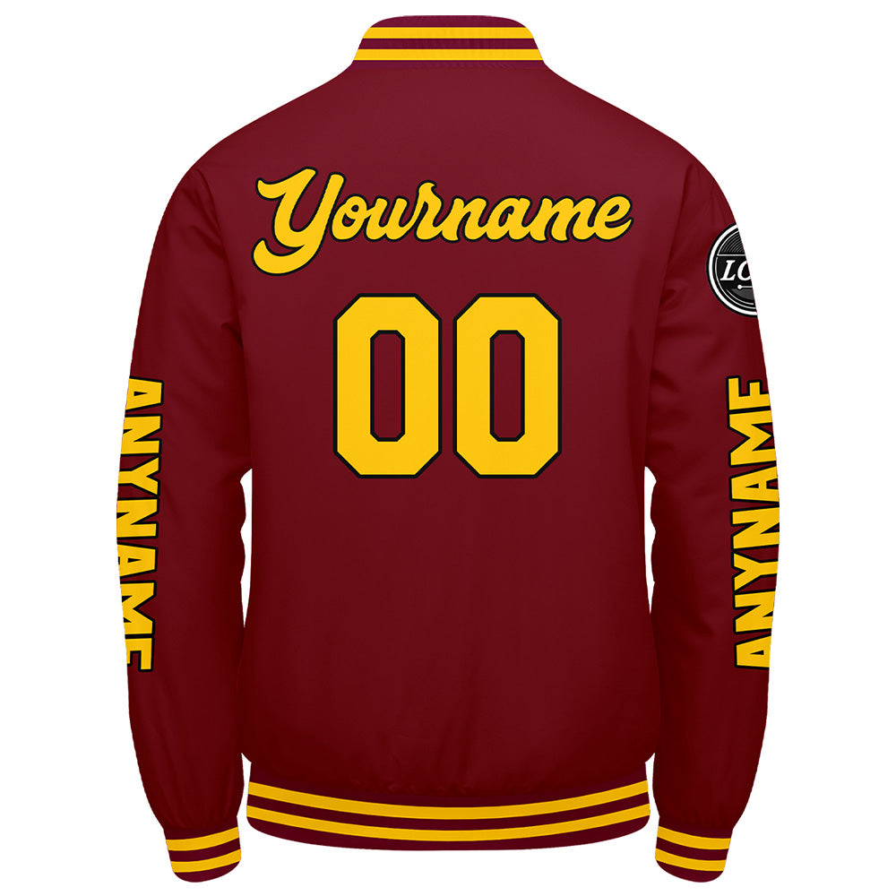 Custom Crimson Yellow Varsity Jackets for Men Women Youth Personalized Letterman Jackets
