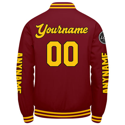 Custom Crimson Yellow Varsity Jackets for Men Women Youth Personalized Letterman Jackets