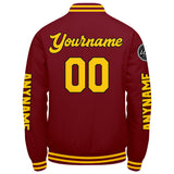 Custom Crimson Yellow Varsity Jackets for Men Women Youth Personalized Letterman Jackets