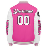 Custom Pink White Varsity Jackets for Men Women Youth Personalized Letterman Jackets