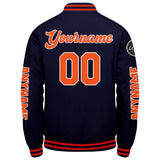 Custom Navy Orange Varsity Jackets for Men Women Youth Personalized Letterman Jackets