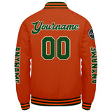 Custom Dark Green Orange Varsity Jackets for Men Women Youth Personalized Letterman Jackets