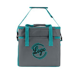 Custom Gray Cyan Double Layer Insulated Cooler Bag - 600D Oxford Waterproof Picnic Tote for Camping, Hiking & BBQ - Large Capacity Thermal Lunch Bag