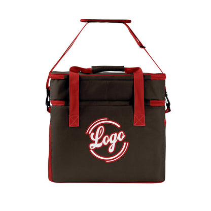 Custom Brown Red Double Layer Insulated Cooler Bag - 600D Oxford Waterproof Picnic Tote for Camping, Hiking & BBQ - Large Capacity Thermal Lunch Bag