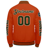 Custom Olive Green Orange Varsity Jackets for Men Women Youth Personalized Letterman Jackets