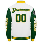 Custom Green Yellow White Varsity Jackets for Men Women Youth Personalized Letterman Jackets