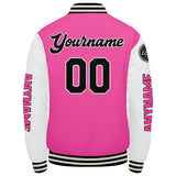 Custom Pink White Varsity Jackets for Men Women Youth Personalized Letterman Jackets