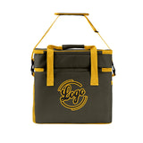 Custom Dark Green Yellow Double Layer Insulated Cooler Bag - 600D Oxford Waterproof Picnic Tote for Camping, Hiking & BBQ - Large Capacity Thermal Lunch Bag