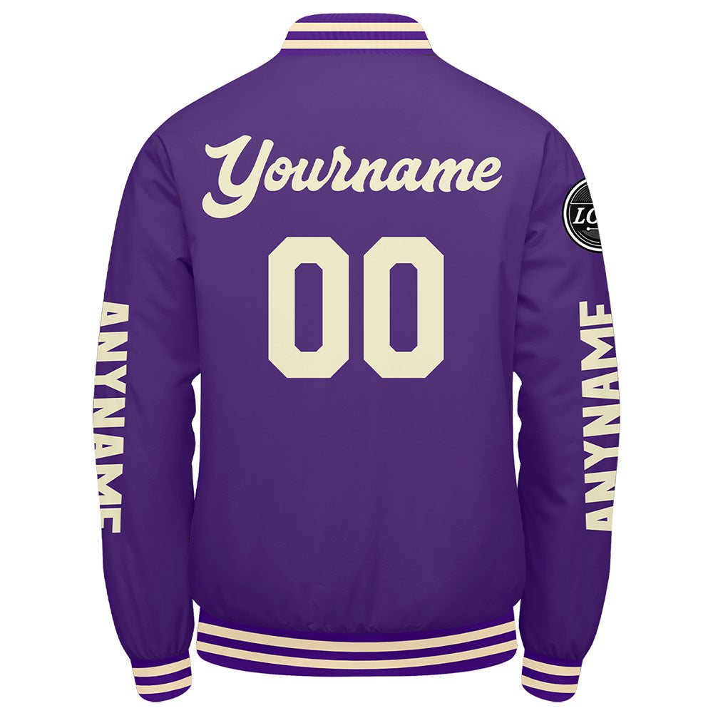 Custom Purple Cream Varsity Jackets for Men Women Youth Personalized Letterman Jackets